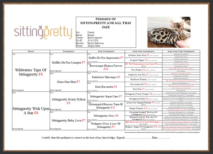 Five generation pedigree using Breeder software