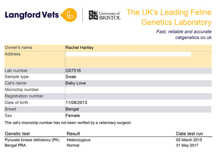 Genetic test results