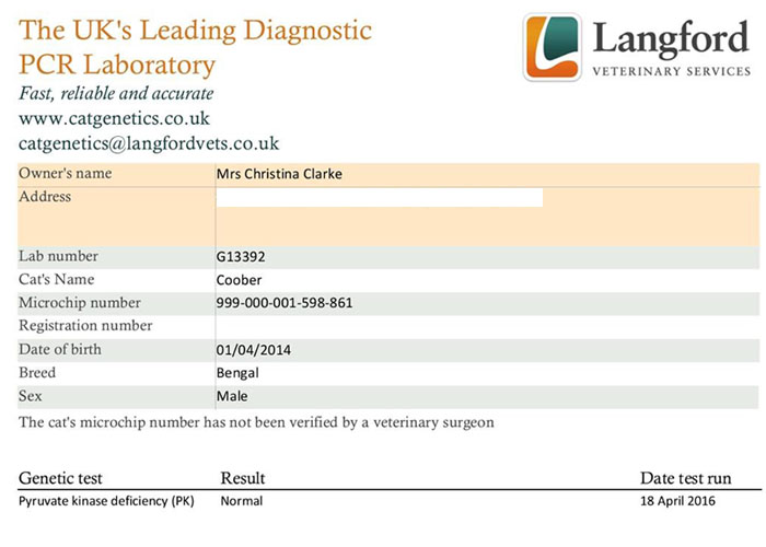 Genetic test results