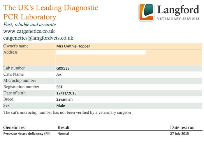 Genetic test results