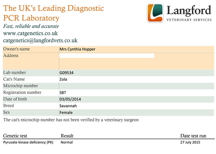 Genetic test results