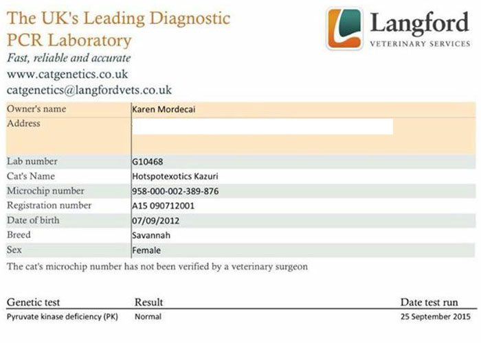 Genetic test results