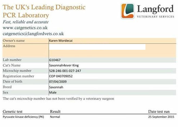 Genetic test results