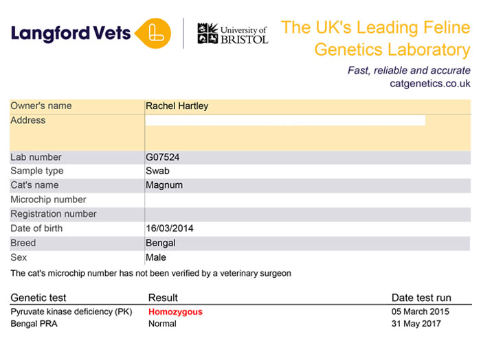 Genetic test results