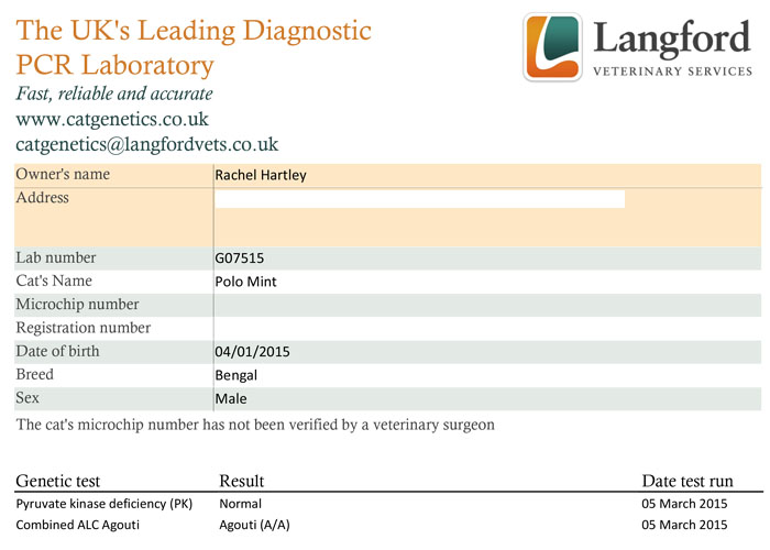 Genetic test results