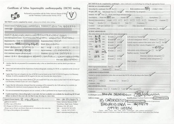 Certificate of HCM testing