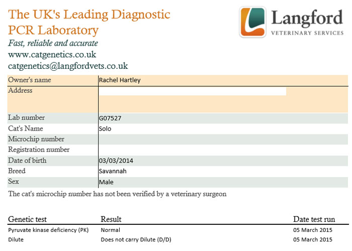 Genteic test results