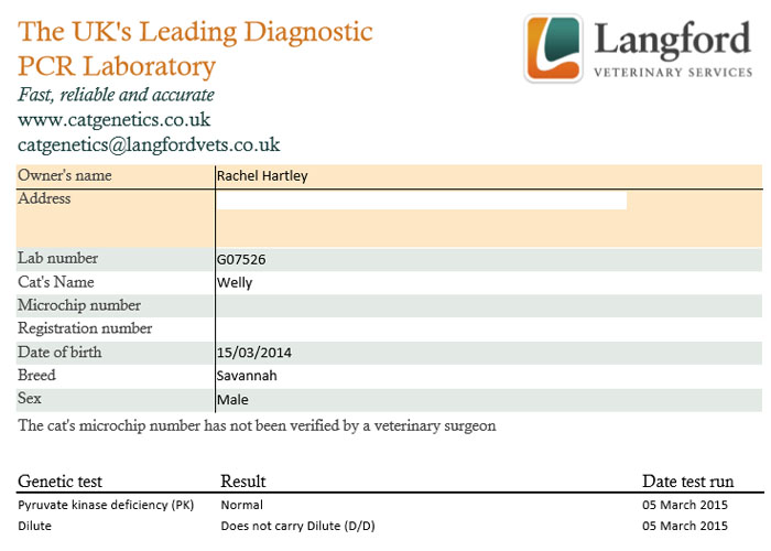 Genetic test results