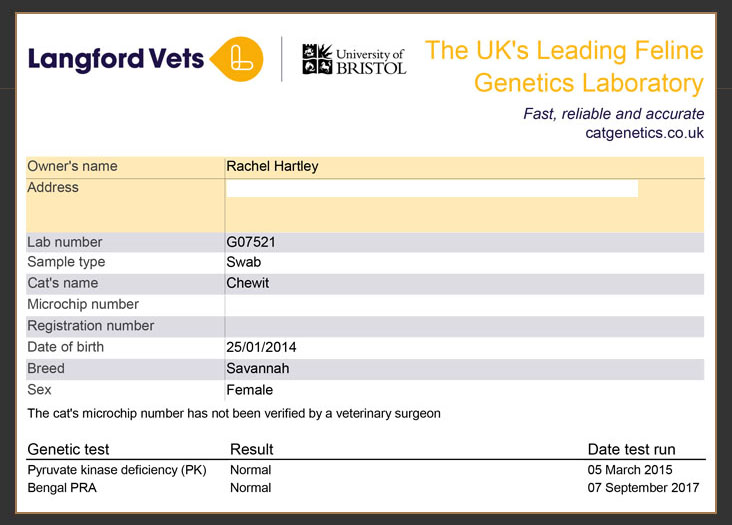 Langford veterinary services genetic test results