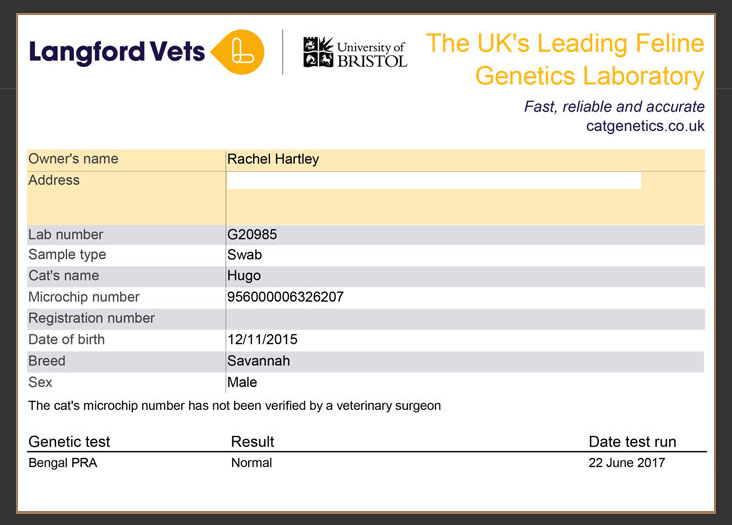 Langford veterinary services genetic test results